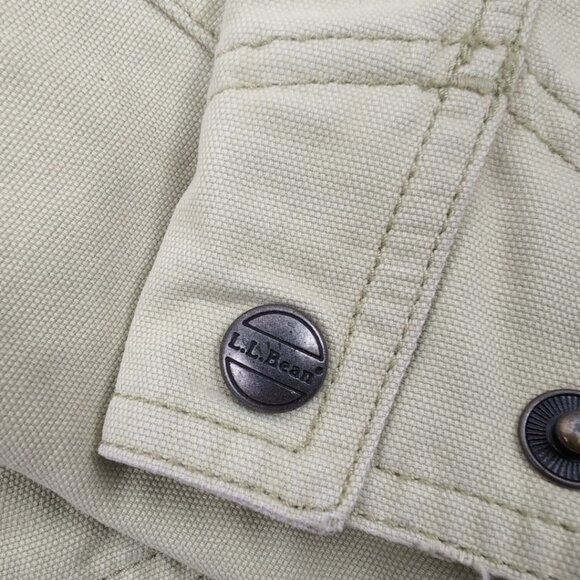 Vintage L.L. Bean Women's Light Green Denim Jacket Zipped Pockets, Small - Picture 6 of 10